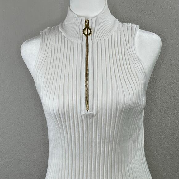 Belldini Black Label White Quarter Zip Mock Neck Sleeveless Sweater Plus 1X NWT - Picture 7 of 15